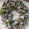 Flocked Lambs Ear Lavender Wreath Realistic Vivid Colors Spring Door Wreath Faux Flowers Handmade Door Hanging Wreath Front Door