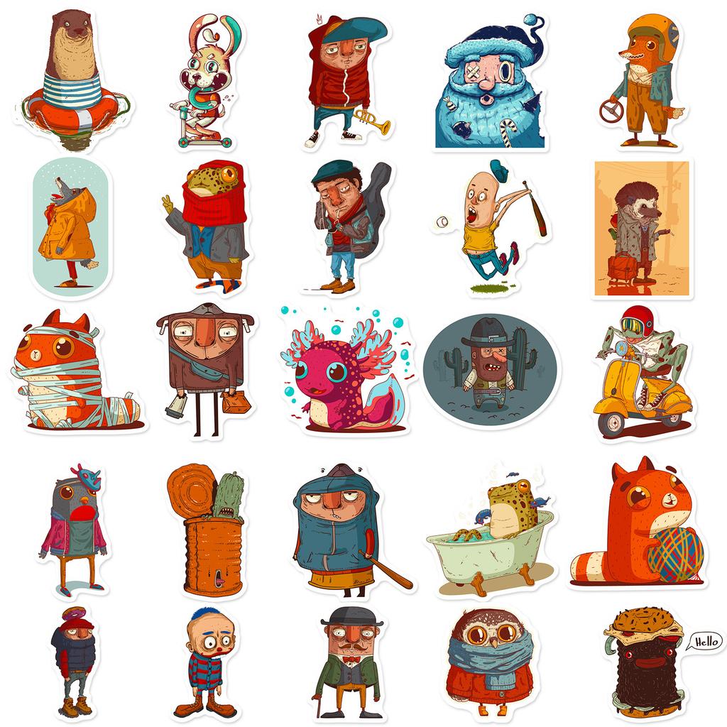 ! T01040444 Clear 50 Sheets Of Him And Them Stickers Luggage Refrigerator Skateboard Stickers Children Animal Stickers