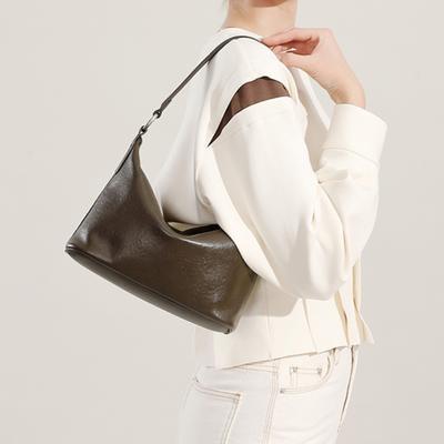 Yüksek kaliteli bitkisel tabaklanmış dana derisi kadın çantası, vintage koltuk altı çantası, Hobo çanta, çok fonksiyonlu omuz çapraz çanta