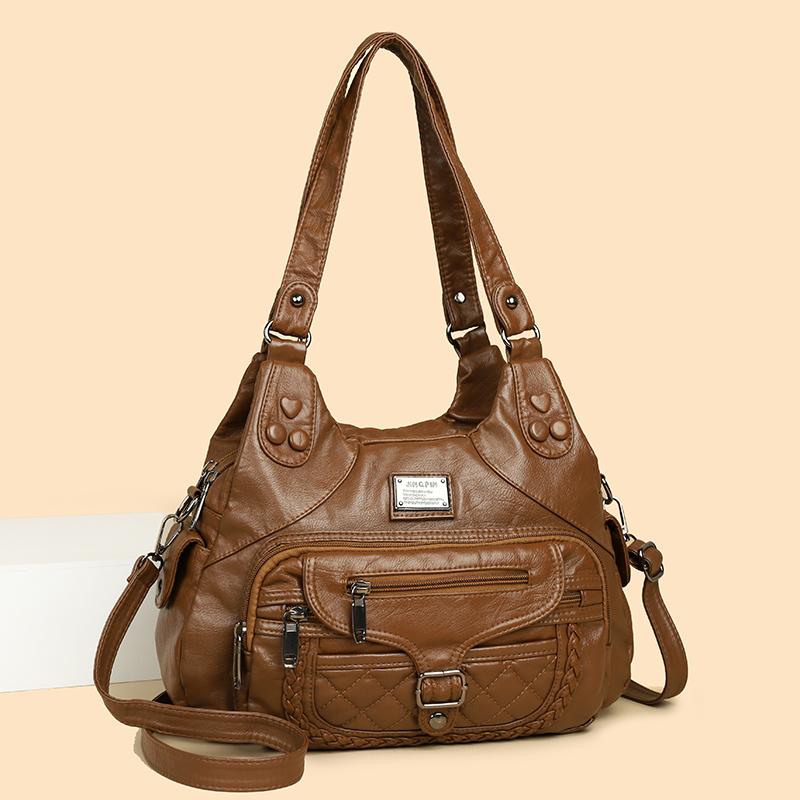 Geantă de umăr din piele moale pentru femei, geantă crossbody, geantă de mână de mare capacitate, geantă de mână pentru mamă