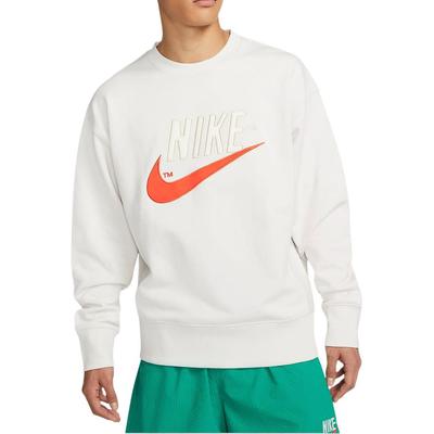 Nike Logo Letter Round Neck Pullover Long Sleeve Sweatshirt Men Sweatshirt White DO8892-030