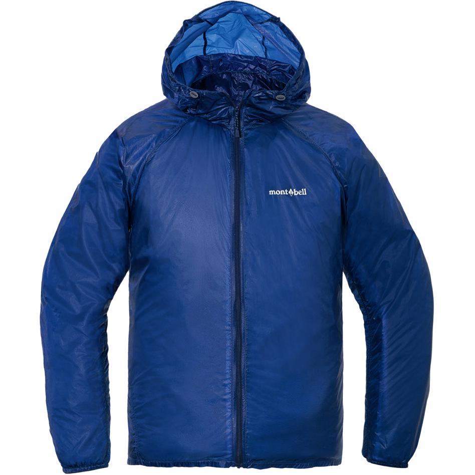 MONTBELL Ultra tenká Ultra ľahká Priedušná Vetruodolná Jednofarebná Bunda s kapucňou na zips s dlhým rukávom Skin Jacket Unisex L modrá