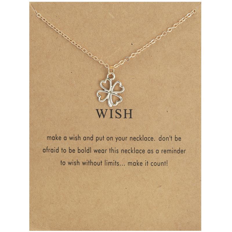 Women Hollow Heart Clover Minimalist Pendant Chain Necklace 1pcs золотой