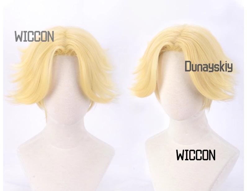 Hazbin Abel Neue Cosplay-Perücke Goldene Gespaltene Kurze Haare Perücke Cool Damen Herren Party Täglich Fans Geschenke Karneval Halloween