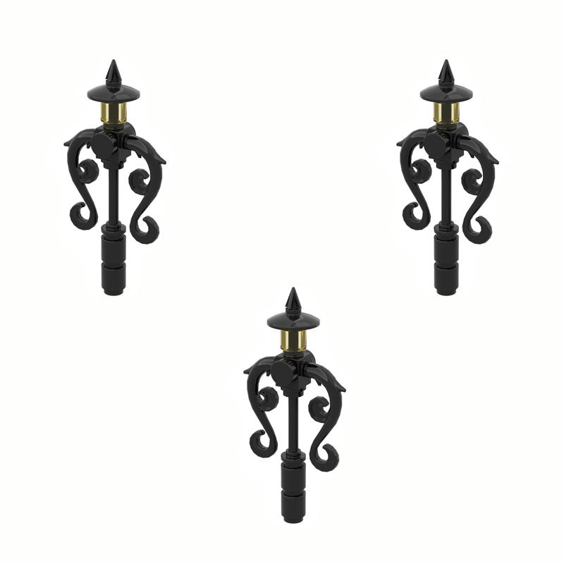 MOC Steine Mittelalter Alchemie Raum Küche Zauberer Trank Bausteine Teufelsquelle Schloss Straßenlaterne Hexen Figuren Szene Schädel