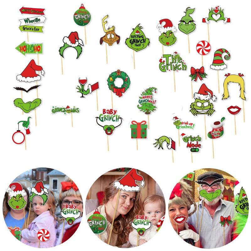 Green Grinch Christmas Party Photo Props Funny Decorative Supplies For Party