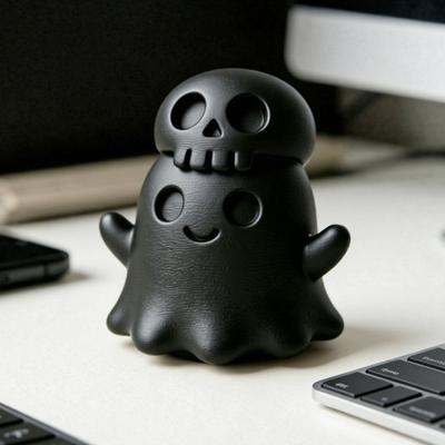 3D-gedruckte Totenkopf-Geisterfigur, Gruselige Gothic-Geisterstatue, Mini-Cartoon-Geisterornament für Tischmittelstück Regal Schreibtisch Dekoration