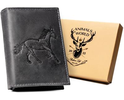 Men's Leather Wallet N4-CHM-HORSE BLACK