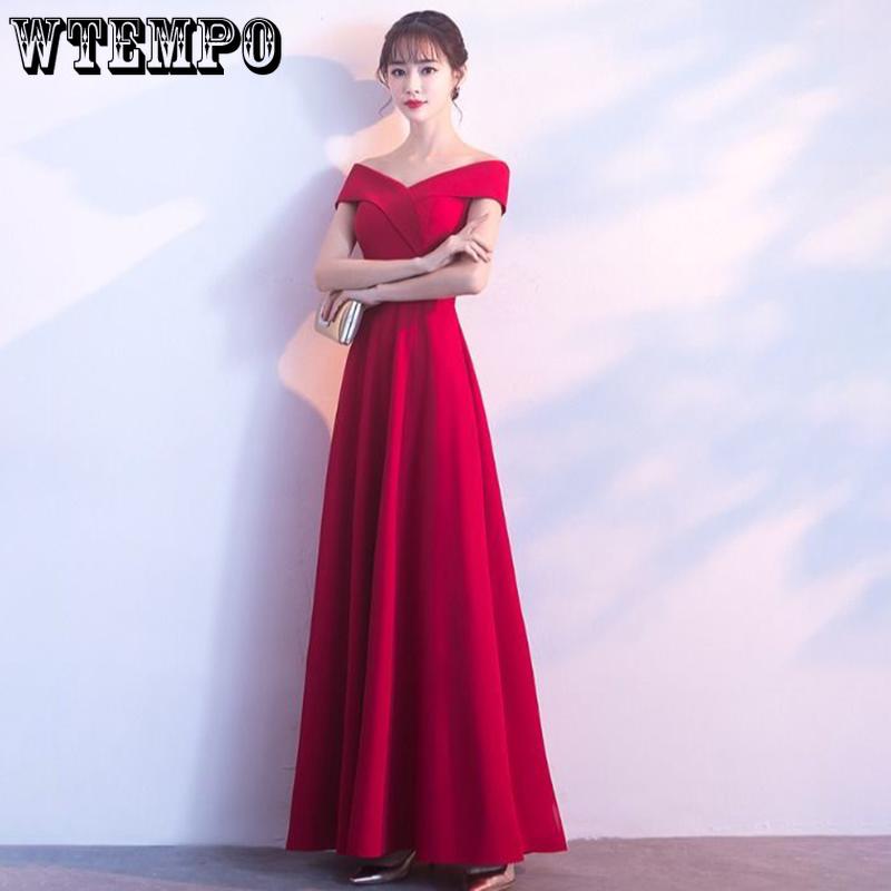WTEMPO Women's V-neck Evening Dresses Wedding Party Reception Club Dresses A-line Wedding Dresses Hollow Strap Party Dresses