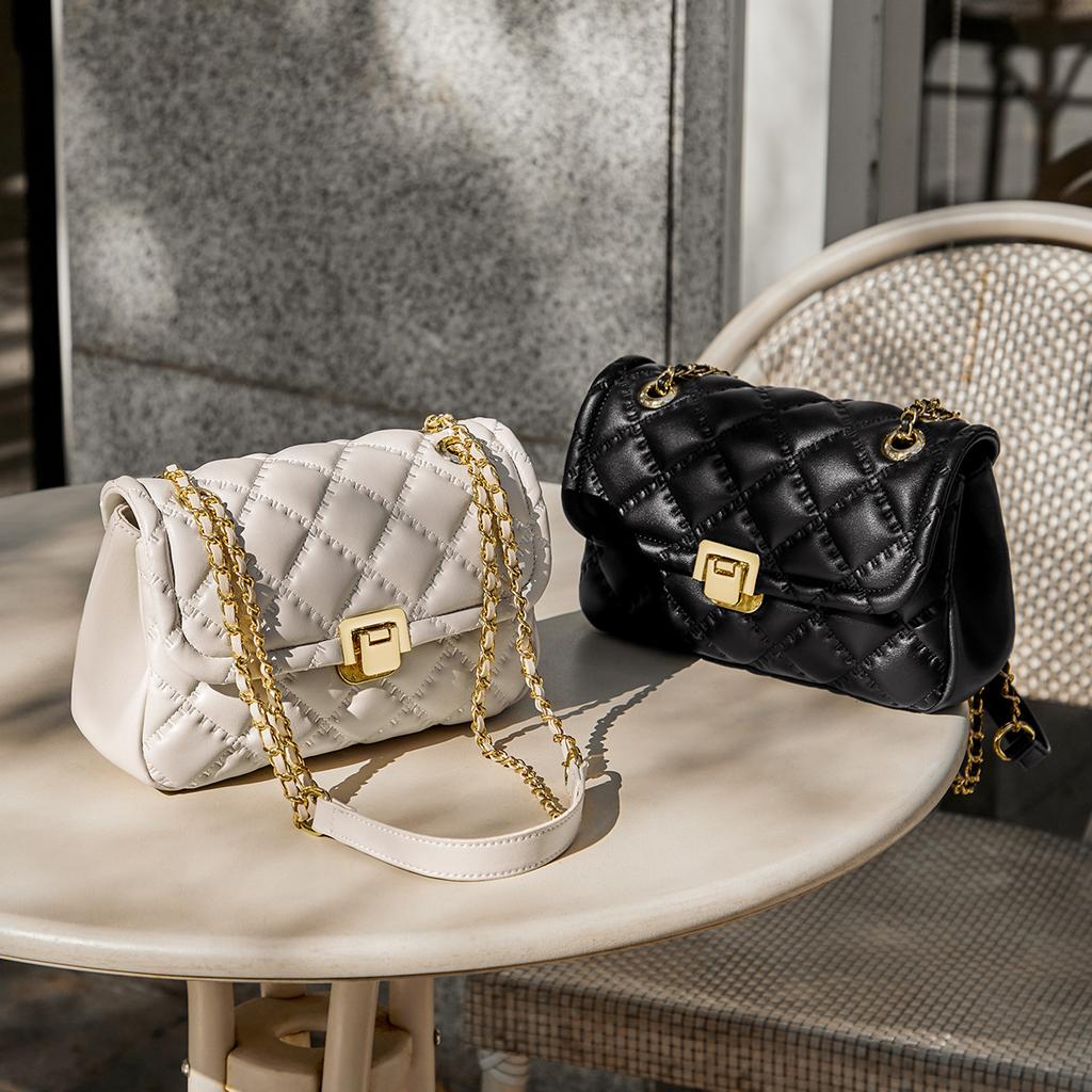 Mrs. Qiao Bag for Women 2025 New Trend Genuine Leather Women's Bag Crossbody Bag Fashionable Internet Celebrity Quilted Chain Bag Shoulder Bag