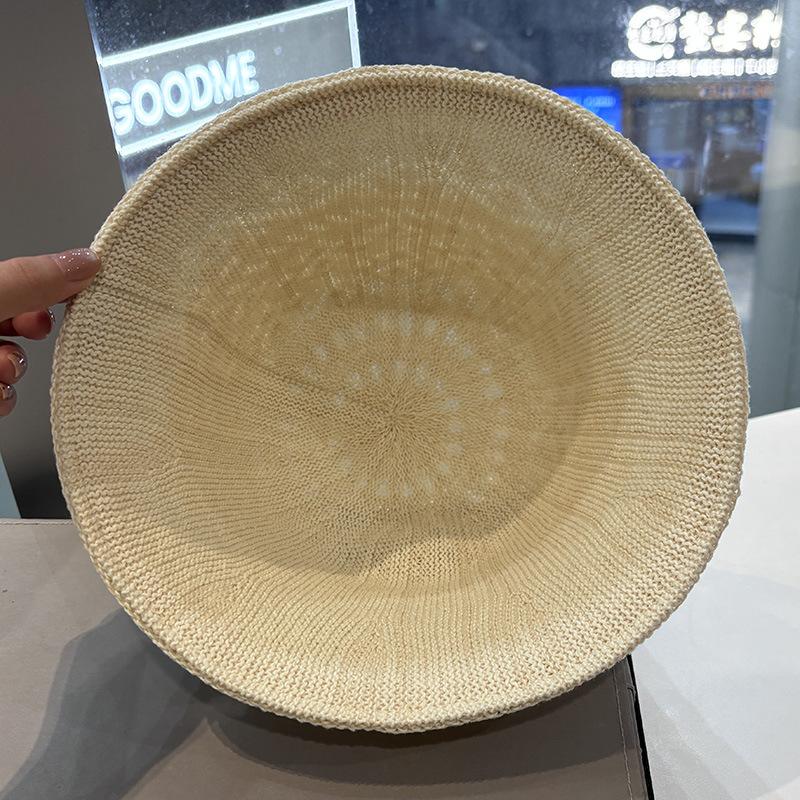 New hollow woven fisherman's hat children's spring and autumn outdoor breathable plain face small versatile sunshade basin hat