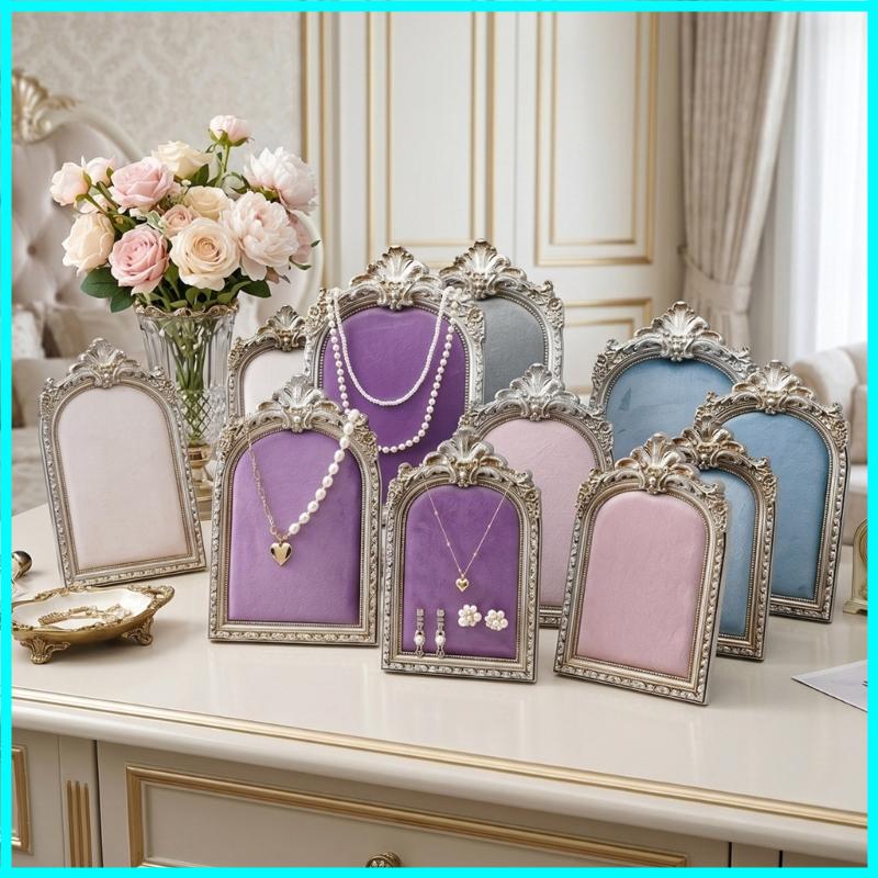 X6HE Ornamental Resin Jewelry Holder Photo Frame Earring Organization Decorative Shelf for Home and Shop Displays