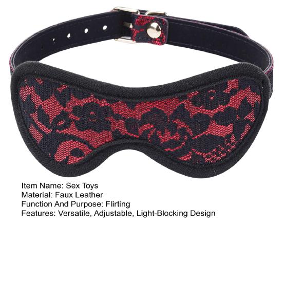 Lace BDSM Blindfold with Adjustable Strap Red Black Eye Mask for Sensory Deprivation Soft Inner Lining Intimate Accessory for Couples Role Play