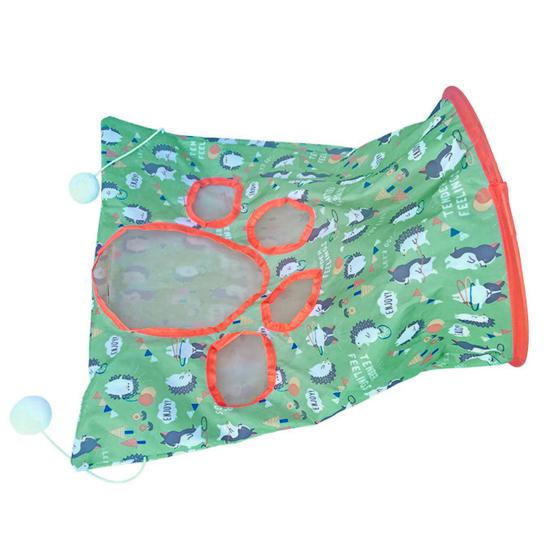 Cat Tunnel Toy with Plush Ball Crinkle Paper Collapsible Tunnel Bag Cat Self