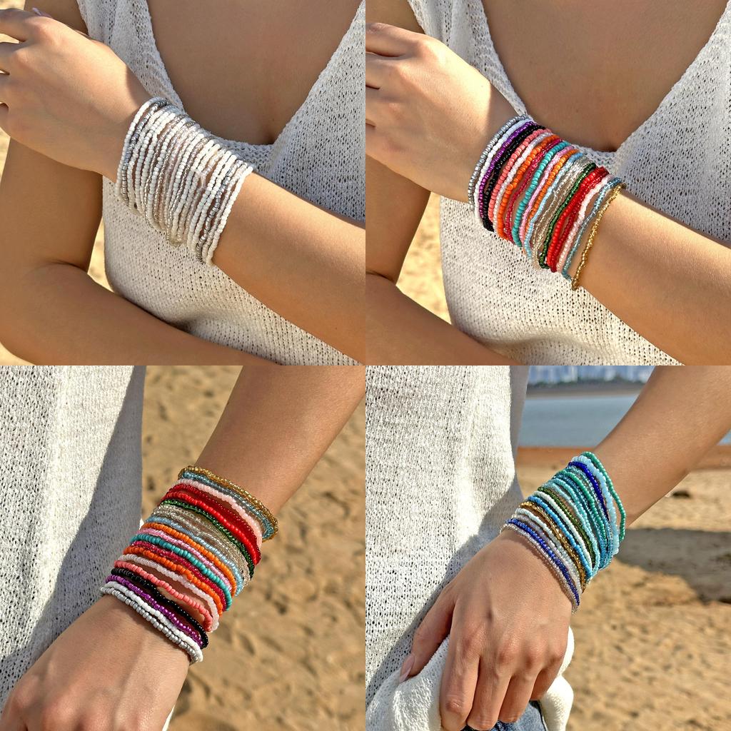 Böhmischer Resort-Stil Kristallperlen-Armbandset mit galvanisierter Oberfläche für Paargeschenk