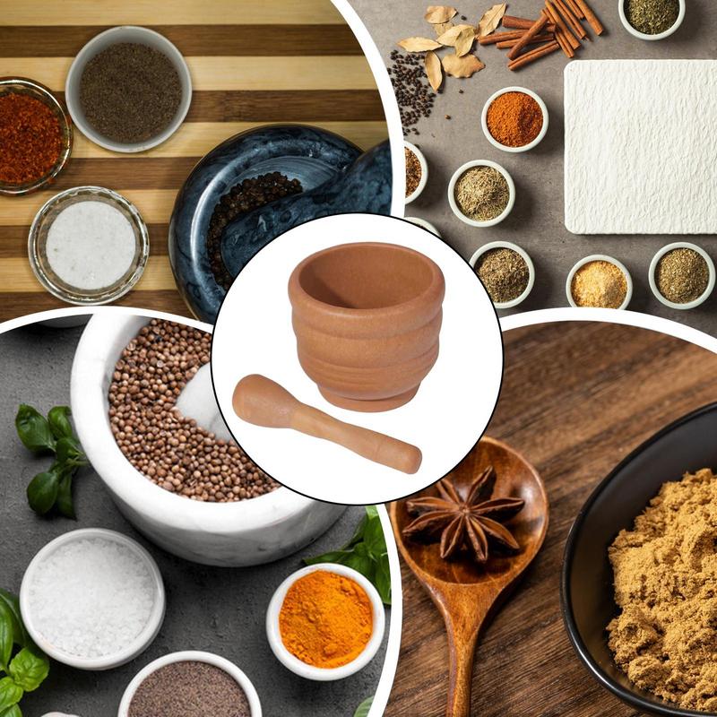 Manual Food Grinder Bowl Mashing Medicine Seasoning Tools Household Pressing Pounding Garlic Mortar and Pestle Set