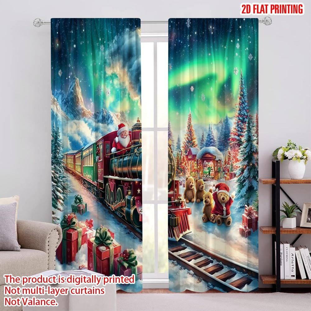 

2pcs,2D plane printing Creative Curtains Christmas Train2 (3) Versatile Durable Polyester (without rod) Room Decor Ldeal for 52.50 × 116.00 cm 2 pcs