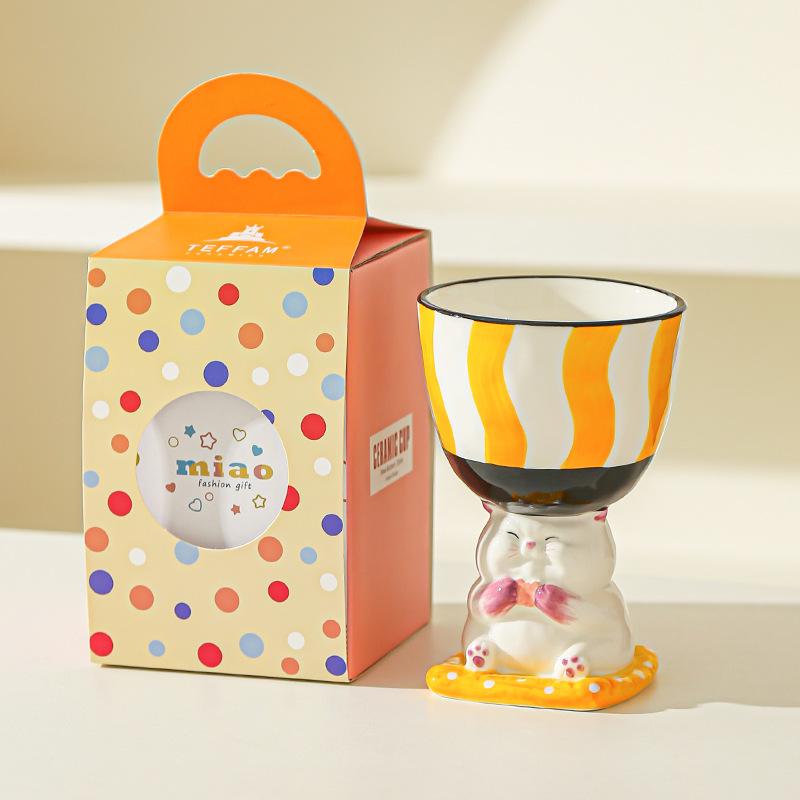 Cartoon Cute Birthday Gift Hand Painted Goblet Ice Cream Cup Creative Dessert Cup Cake Cup Ceramic Cup Aromatherapy Table
