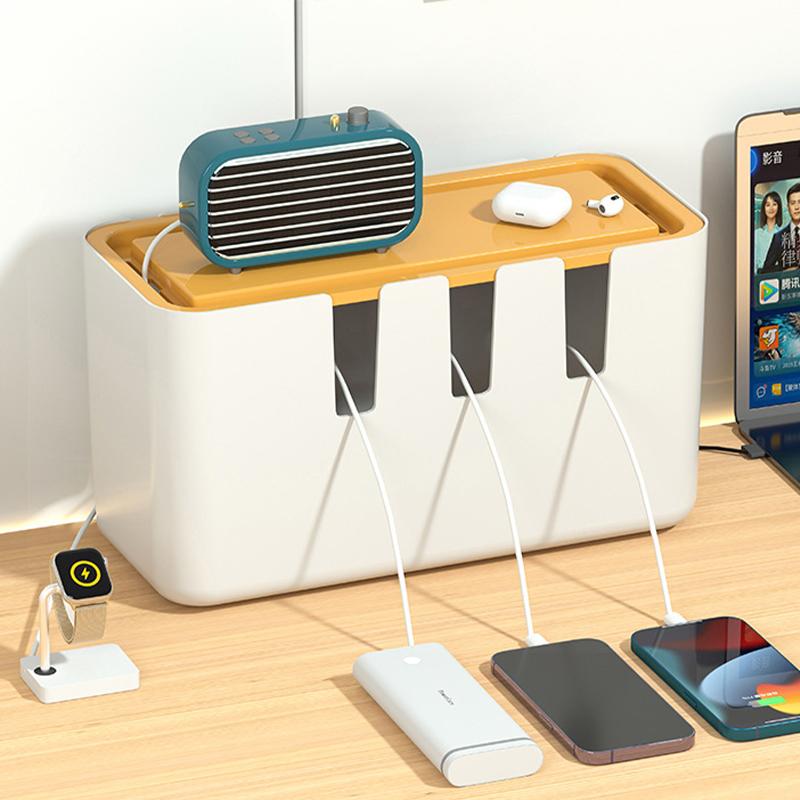 Cable Tidy Box Management Case Space Saving Decor Multifunction Holder Cord Organizer for Tabletop Office Loose Wires Bedroom