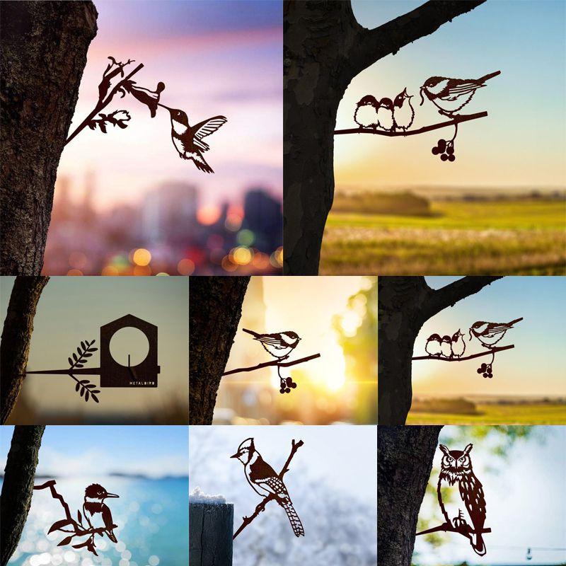 Creative Tree Metal Bird Art Branch Sign Rustic Hang Ld Home Garden Yard Decor