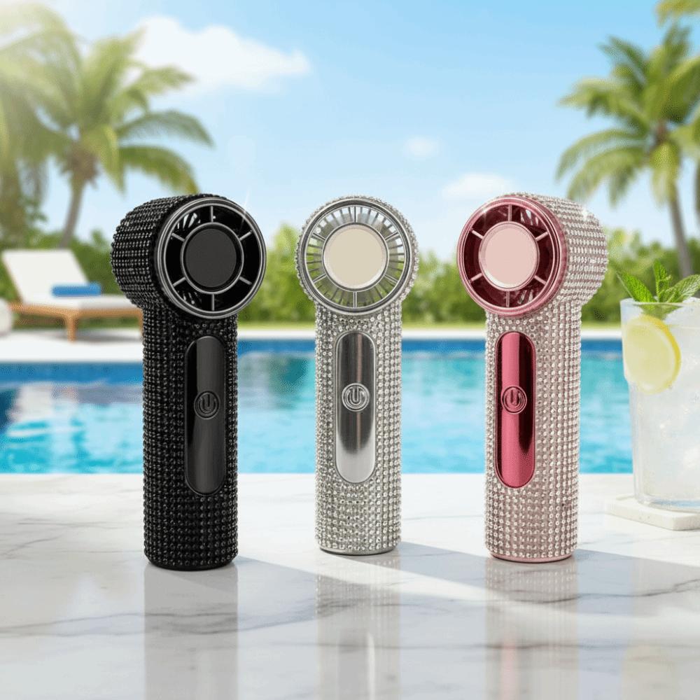 Strong Wind Rhinestone Handheld Fan 100 Gears Mini Fan Portable Electric Fan Summer