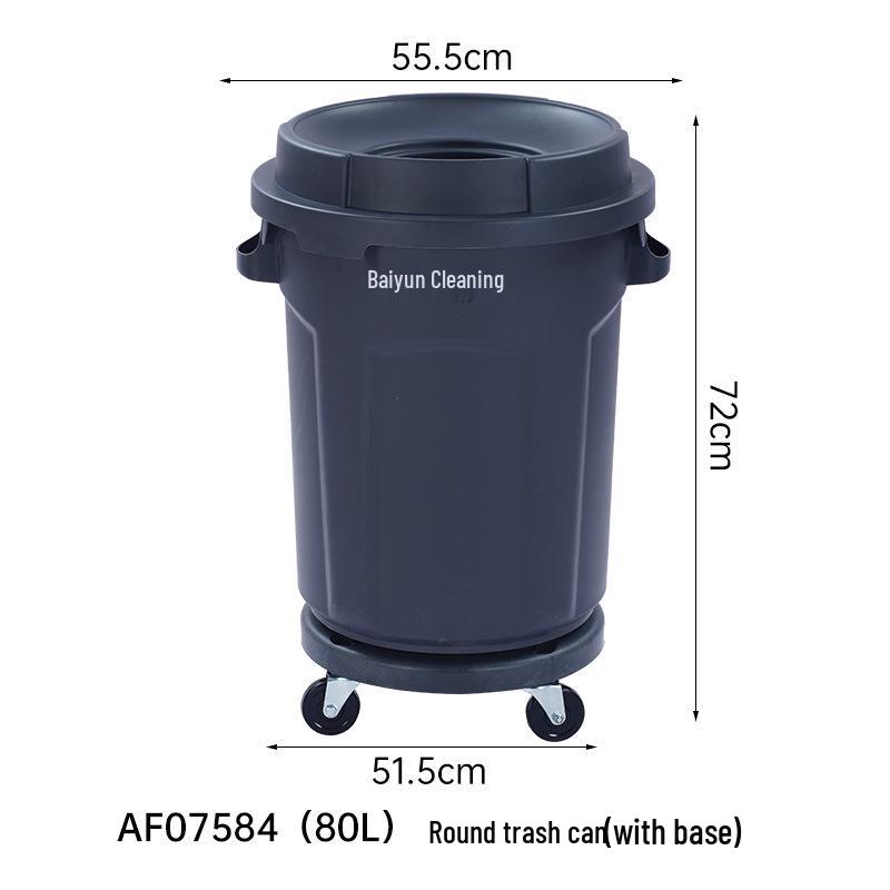 Large Round Wheeled Trash Can with Lid for Outdoor or Kitchen Use