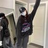 Vintage Distressed Sweatshirts Fleece Women Hip Hop Streetwear O-Neck Loose Long Sleeve Print Graphic Hoodie Autumn Winter