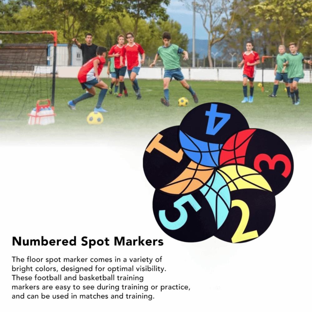 6PCS Rubber Basketball Spot Marker Anti-Slip Numbered Practice Mats  Basketball Dribbling