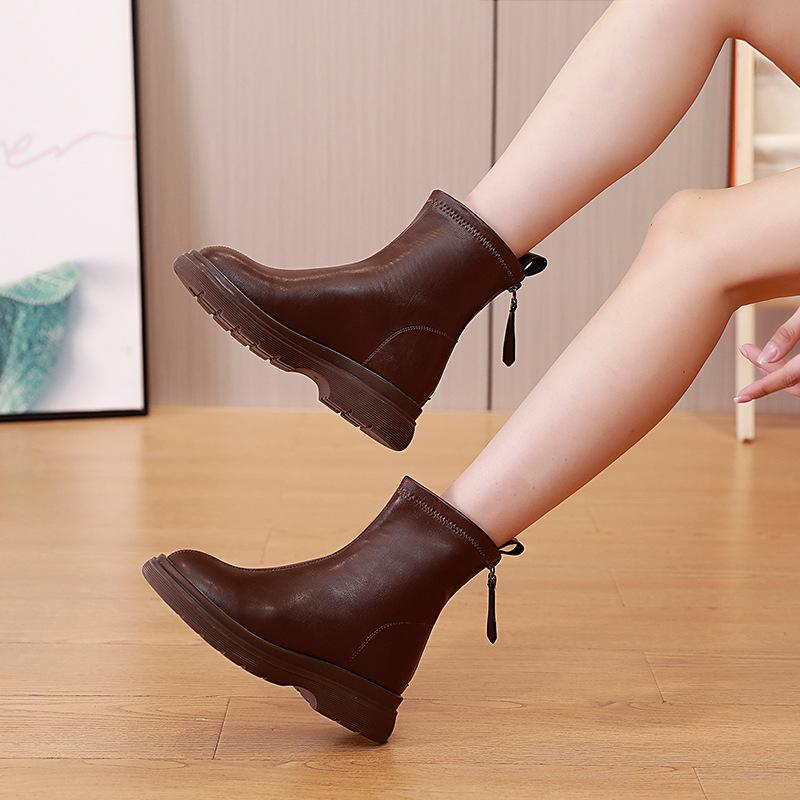 Thick-soled Martin boots women's 2025 new autumn thin inner height women's boots Internet celebrity brown fried street short boots