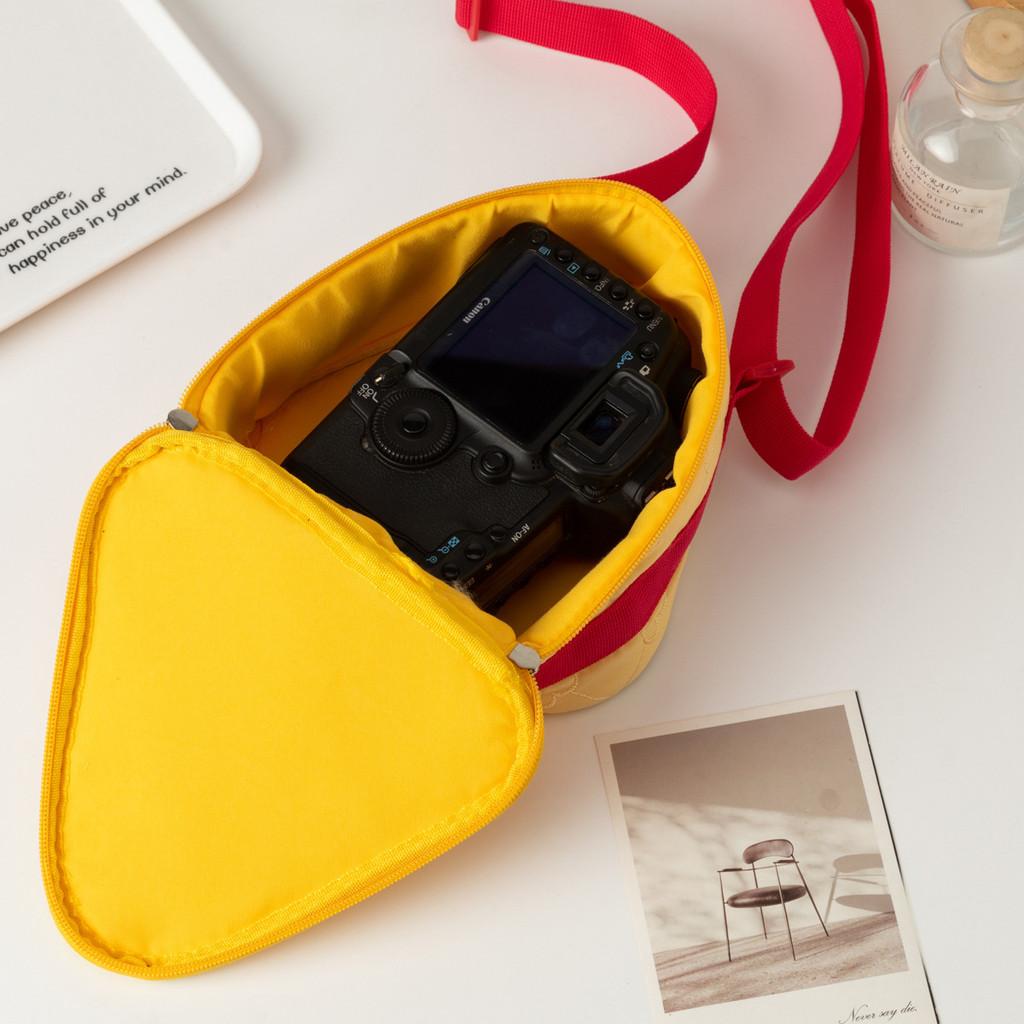 Creative Protective Case For Instant Camera With Embroidery And Cute Cheese Design For Daily Use