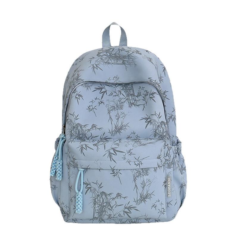 Color Solid Simple Bamboo Pattern Student Backpack For School And Use Daily