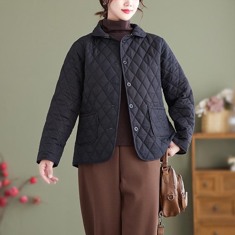 

Autumn 2024: Lightweight Quilted Cotton Jacket with Lapel in 4 Colors 3XL