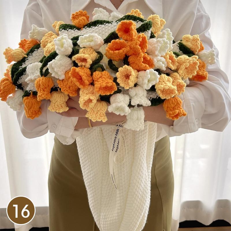 80Cm Finished Crocheted Rose Bouquet Blanket Handmade Knitted Flower Bouquet Blankets Home Decor Bed Sofa Throw Blanket Gift