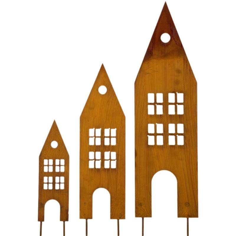 

Набор из 3 статуэток «Ржавые замки», подставка для дерева, колышек, идеально подходит для ржавой веранды и садового скульптурного декора 1