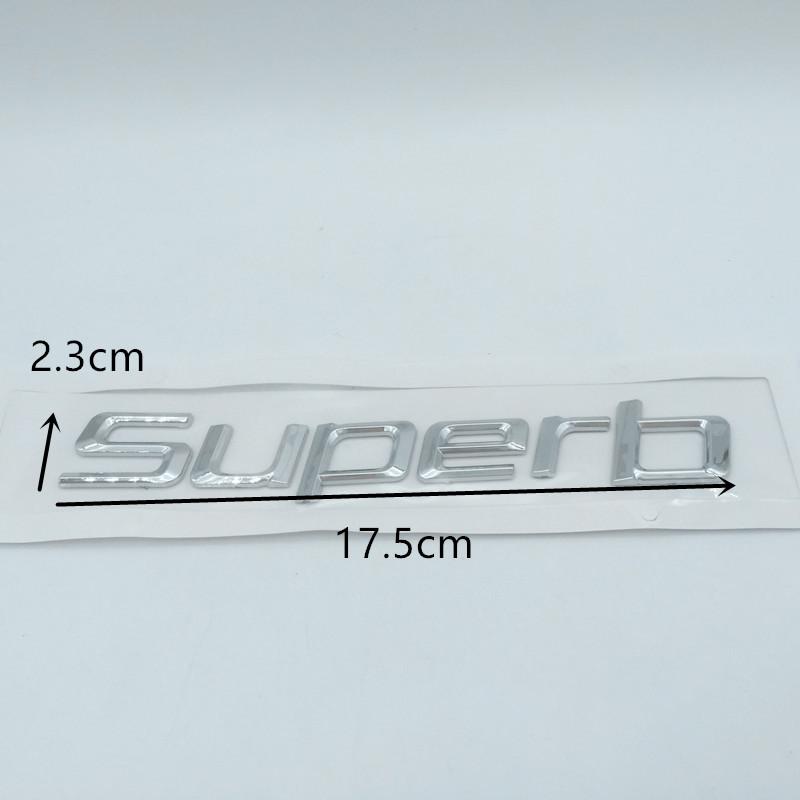 rtgks1 1pcs 3D ABS SUPERB high quality silver/black car Letter Emblem Rear tail trunk Decals badge sticker Decal styling For Skoda
