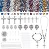 1 ensemble de kits de fabrication de bijoux DIY comprenant des perles en verre, un pendentif en alliage et des maillons, des épingles à œillet en acier inoxydable 304, des anneaux de jonction en fer et une chaîne