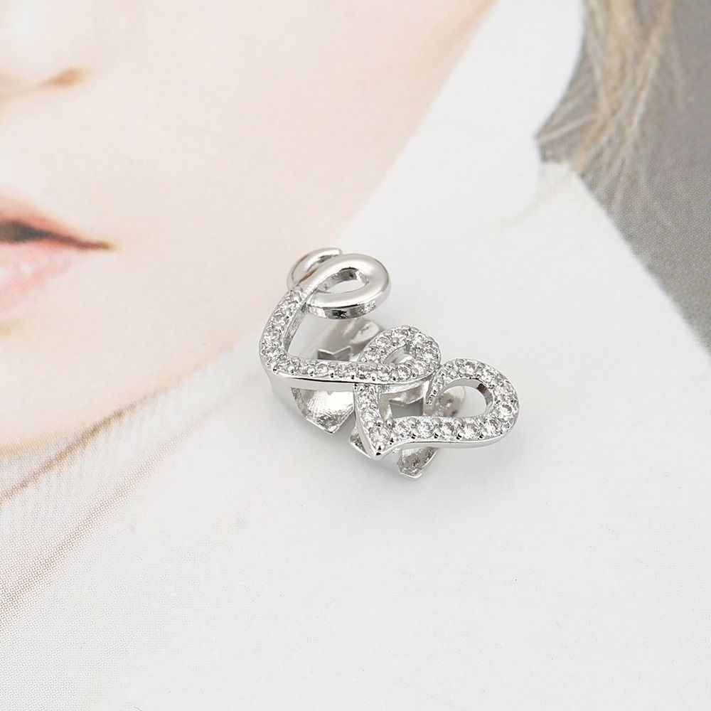 2Pcs Zircon Double Heart Teeth Caps Copper Hollow Love Tooth Grills for Women Men