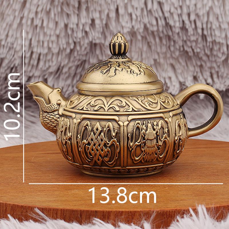 

Латунный чайник «Дракон и Феникс» с крышкой в виде головы дракона - Металлическое ремесло для гостиной или кабинета