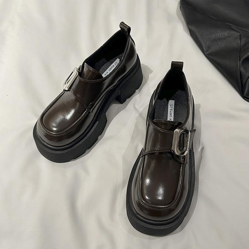 

Стильные и удобные повседневные ботинки с одной педалью и пряжкой, удобные маленькие кожаные туфли на платформе, туфли-лодочки Tide 39