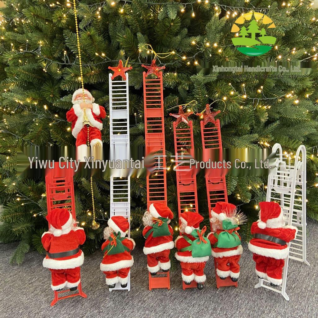 Electric Santa Claus Climbing Ladder with Beads - Christmas Decoration and Children's Gift