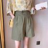 High Waist Cotton Wide-Leg Summer Shorts for Women - Plus Size, Korean Style, Non-Elastic, Loose Fit