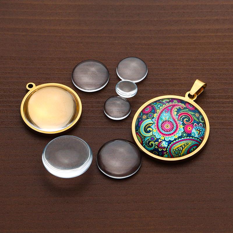 Louleur Runde Flache Rückseite Klares Glas Cabochon Transparenter Cabochon Cameo Für DIY Halskette Schmuckherstellung Zubehör Großhandel