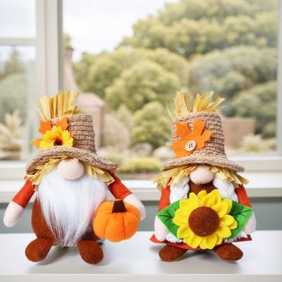 Fall Decoration Harvest Thanksgiving Decorations Gnomes Plush Elf Dwarf Doll Figurine with Pumpkins Autumn Maples