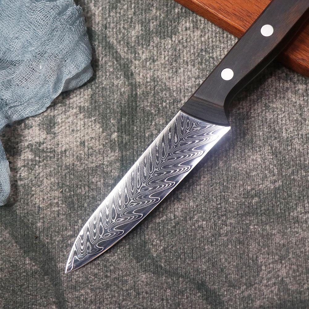 4.8 Inch Utility Knife 67-layers Damascus Steel 10Cr15MoV Blade Ebony Handle Paring Fruit Barbecue Slicing Cleaver Kitchen Knife