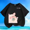 Cute Cartoon Piggy Kids Tees Summer New Crew Neck Loose Versatile Short Sleeve Tops for Boys Girls
