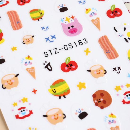 2Pcs Cartoon Nail Stickers Self Adhesive Non-Fading Exquisite Pattern Strong Stickiness Removable Decorative PVC Cartoon Animal