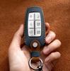Leather Car Key Case Smart Remote Fob Protector Cover Auto Accessories For Hyundai Genesis GV70 GV80 2021 2022 G70 G80 2023 2024