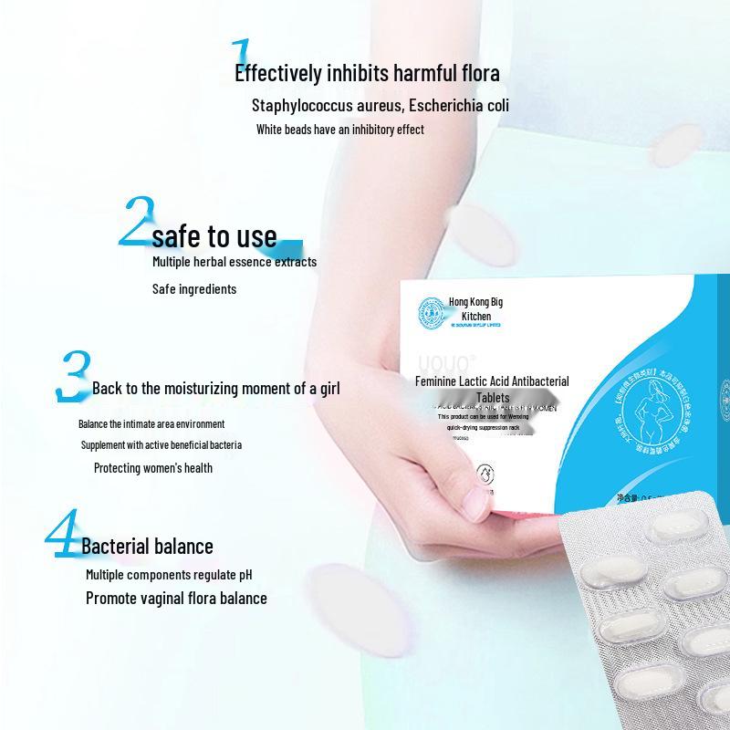 Hong Kong Pharmacy Feminine Lactic Acid Tablets for Vaginal Balance and Odor Control