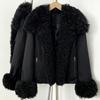 Winter new versatile commuter wind thickened warm jacket women's detachable natural real lamb fur collar down jacket