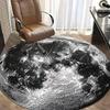 Crystal Velvet carpet2D Flat Print Not 3D Doormat 1pc, Creative Black and White Moon Pattern Printed Round Decorative Mat,